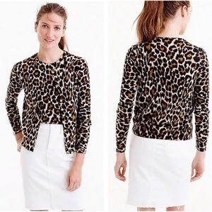 J. Crew leopard cardigan merino wool lightweight